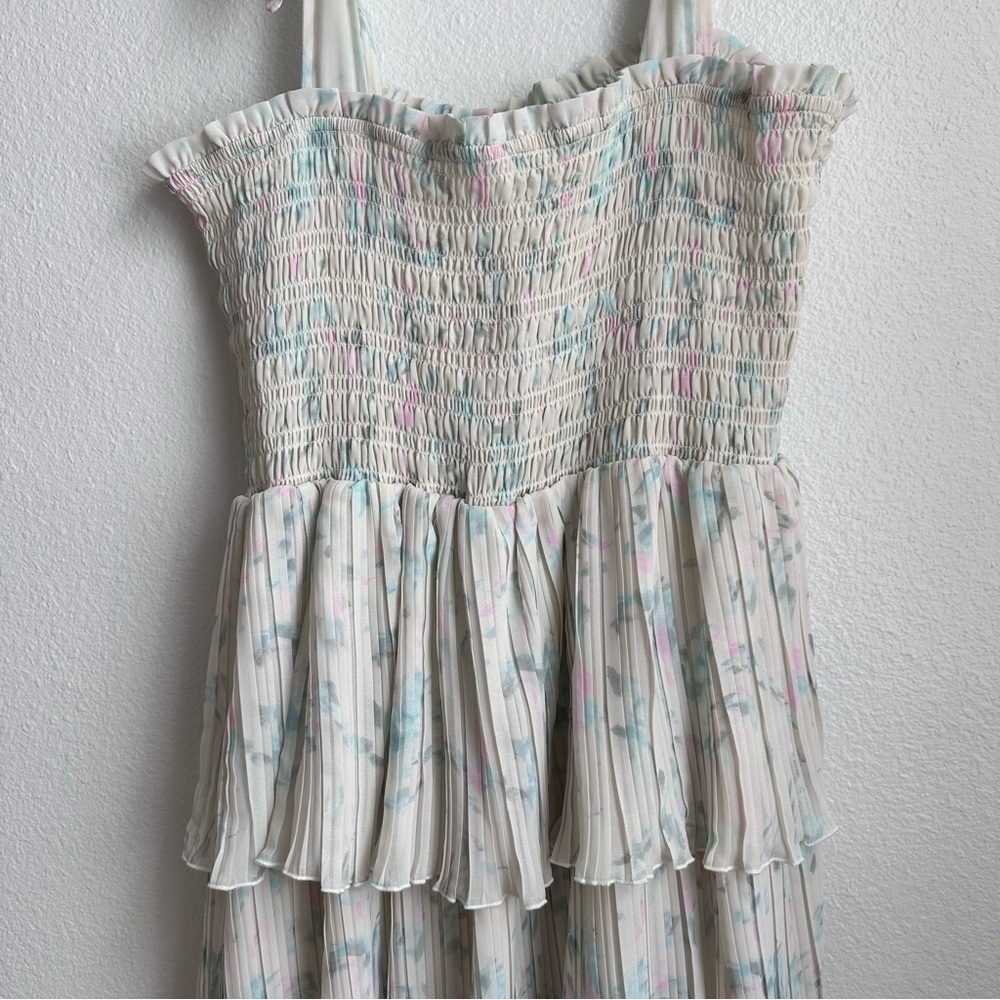 GANNI Georgette Tiered Dress - Tofu - Picture 2 of 10